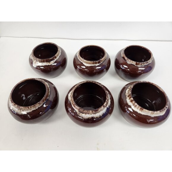 Vintage Nasco Brown Drip Soup bowls set of 6 - Picture 1 of 9